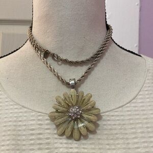 Roman Chunky Flower Pendant ML Thick Rope Chain Necklace